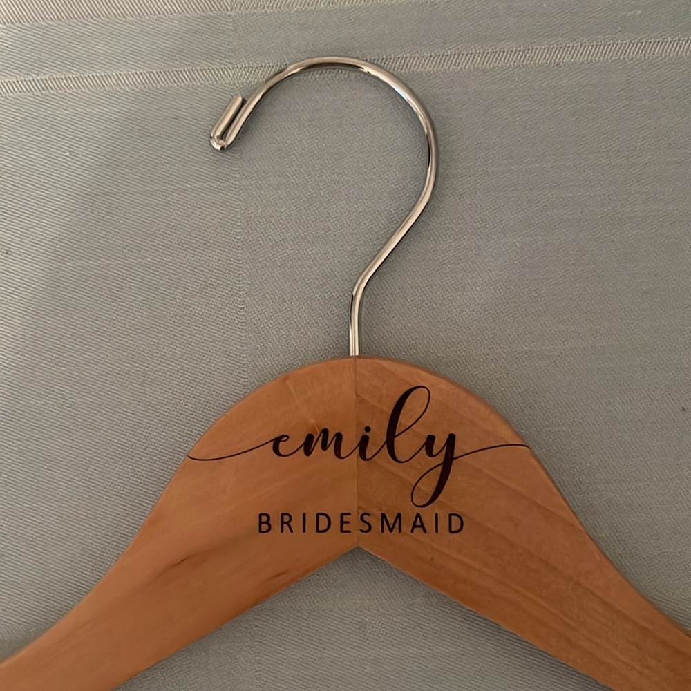 Personalized Bridesmaid Wooden Hanger name Emily